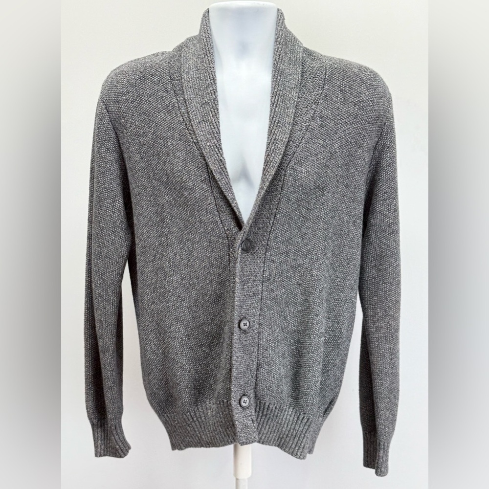 BLAQ Men's Classic Gray heather shawl collar Cardigan Sweater size M